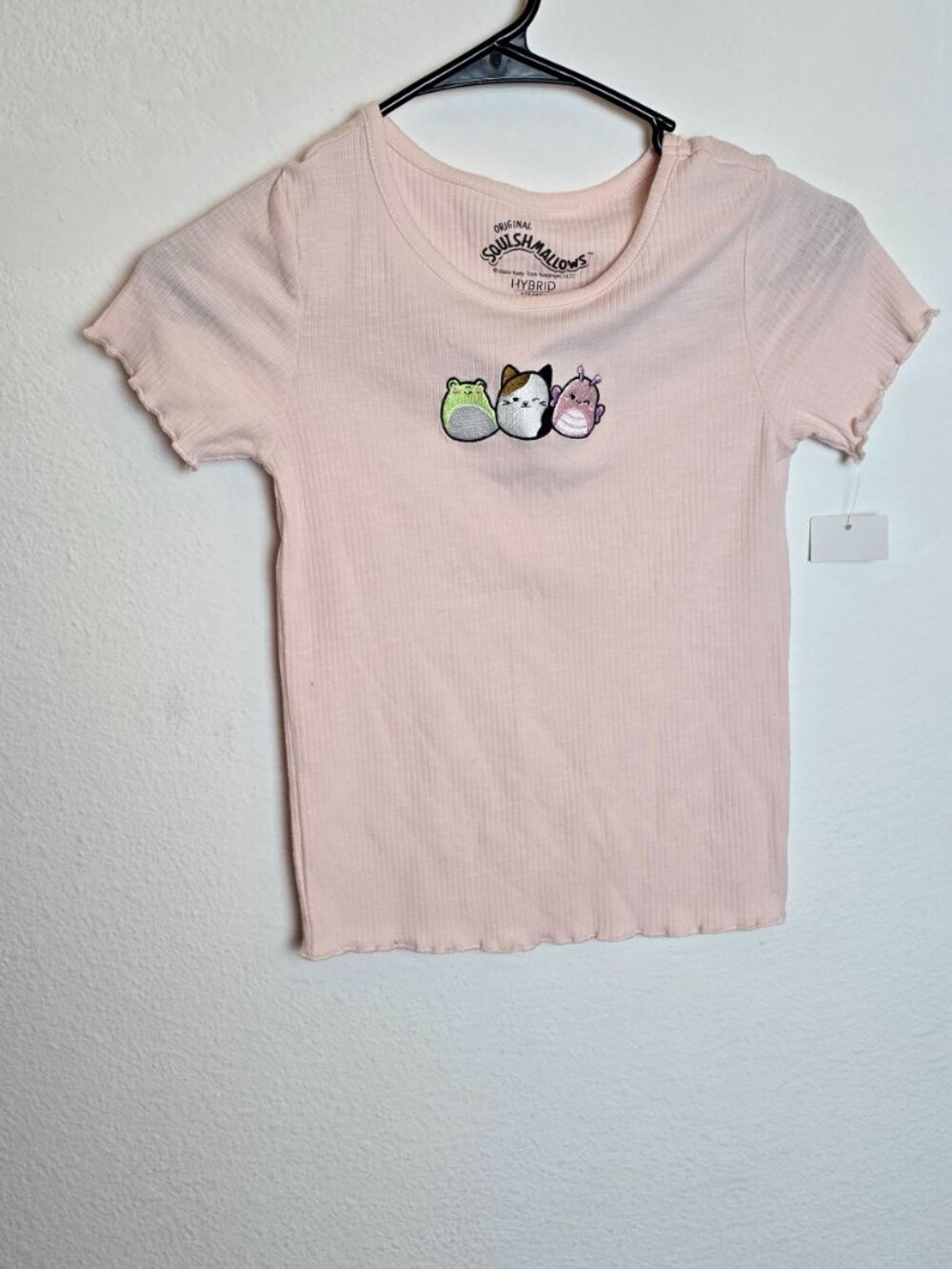 Original Squishmallows Hybrid Womens Tee Pink M Ribbed Short Sleeve